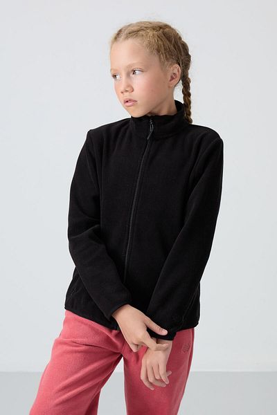 TOMMY LIFE Fată - Hanorac gros din lână moale brodat negru - 75154