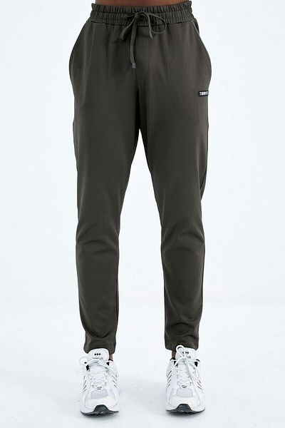 TOMMY LIFE Comfortable Fit - Khaki Men's Sweatpants with Lace-up and Pocket Detail - 84992