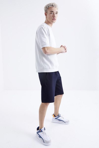 TOMMY LIFE Ανδρικό σορτς Navy Blue Lace-Up Standard Fit Basic - 81212