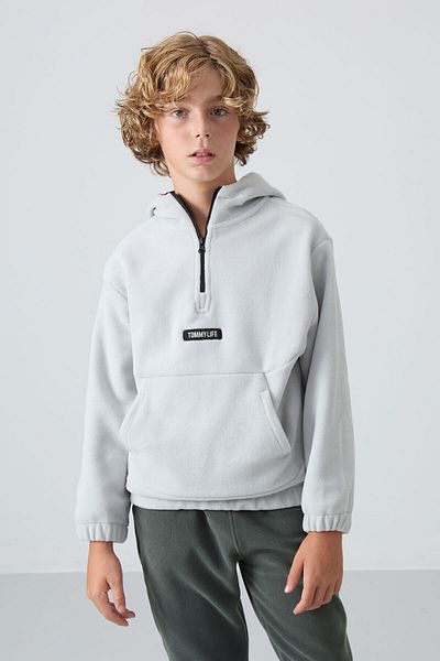 TOMMY LIFE Boy's Fleece Sweatshirt - Embroidered, Standard Fit, Soft and Stone Texture - 11230