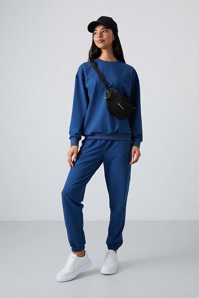 TOMMY LIFE Γυναικεία αθλητική φόρμα Parlament Basic Cotton O Neck Oversize Rubber Leg - 95287