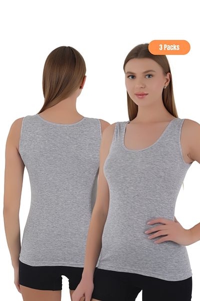 CNT Women's 3-Piece Ribbed Fabric Thick Strap Tank Top Set