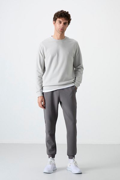 TOMMY LIFE Σκούρο γκρι κορδόνι Skinny Leg ανδρική φόρμα κάτω μέρος - 84999