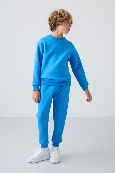 TOMMY LIFE Set de trening pentru băieți - bumbac Saks, grăsime în interior, textura moale brodata - 11249
