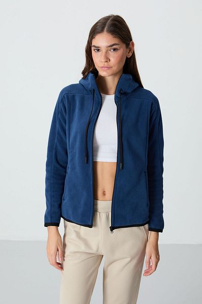 TOMMY LIFE Gros și moale texturat - Hanorac fleece pentru femei brodat cu glugă -97287