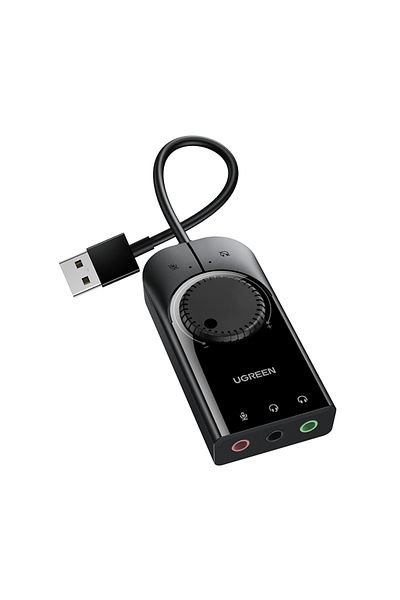 Ugreen | محول صوت ستيريو خارجي USB بطول 1 متر | أسود