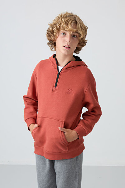 TOMMY LIFE Hanorac pentru băieți - bumbac gresie, grămadă groasă în interior, textura moale, brodat, potrivire standard - 11244