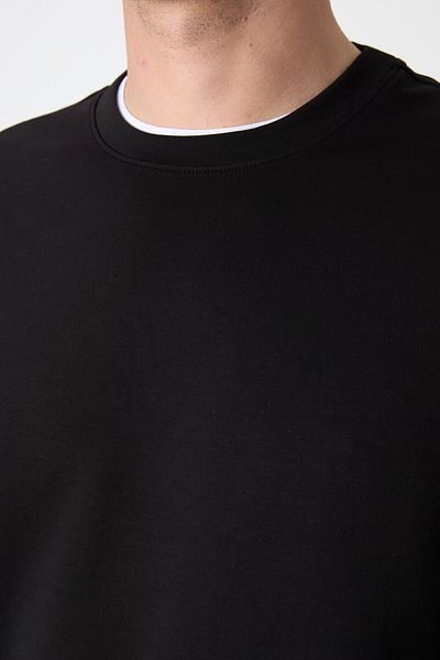TOMMY LIFE Μαύρο ανδρικό φούτερ Basic O Neck Comfortable Form - 88053