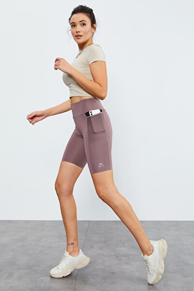 TOMMY LIFE High Waist and Pocket Dusty Rose Recovery Women's Biker Leggings - 91010