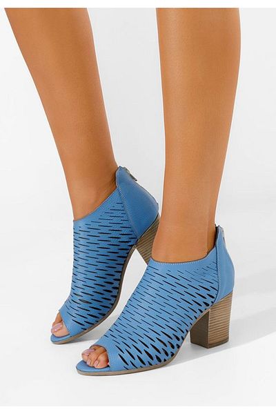 B T Shoes Sandale cu toc gros Zarata albastre