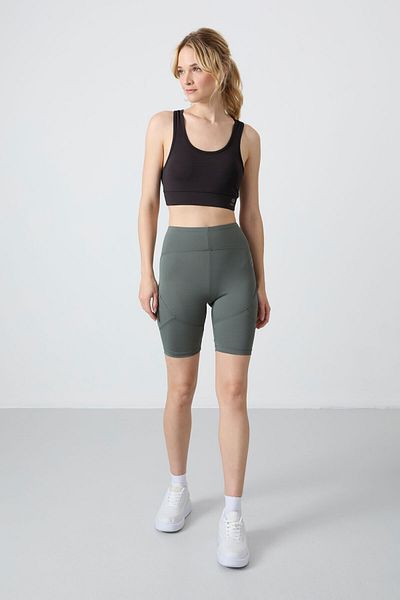 TOMMY LIFE Γυναικείο κολάν ποδηλασίας Khaki Flexible Standard Fit Performance - 91013