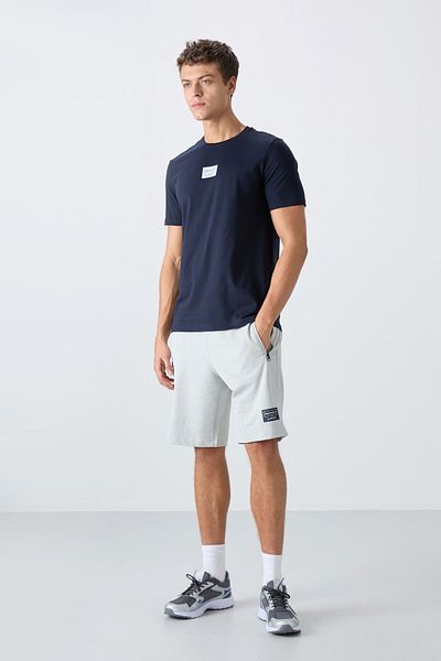 TOMMY LIFE Set pantaloni scurți pentru bărbați din bumbac cu textura moale, albastru bleumarin - imprimat - 85243