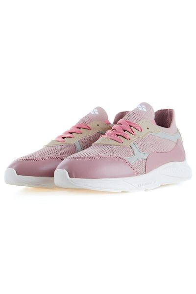 TOMMY LIFE Pantofi sport cu șireturi Dusty Rose cu talpă înaltă și detaliu plasă - 89208