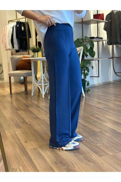 Unique Boutique Indigo Front Stitched Modal Fabric Palazzo Sweatpants