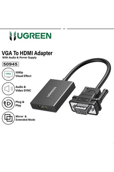 Ugreen | VGA Male To HDMI Female Converter  |Black