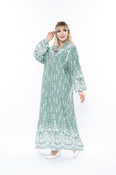 mervemoda ΚΚΓυναικείο μακρυμάνικο καλοκαιρινό φόρεμα μεγάλου μεγέθους