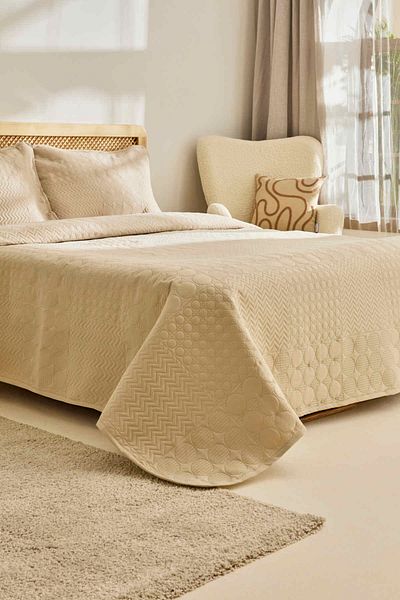 Kaşmir Home Tia Double Bedspread Set Beige