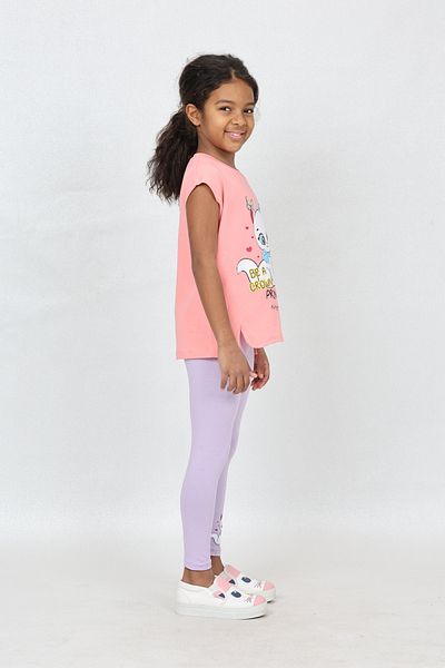 LupiaKids Pink & Lilac Summer Komsu, Sleeveless Leggings and T-Shirt Set