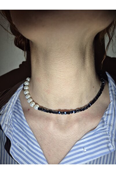 Panelya قلادة مكعب مصنوعة يدوياً من اللؤلؤ