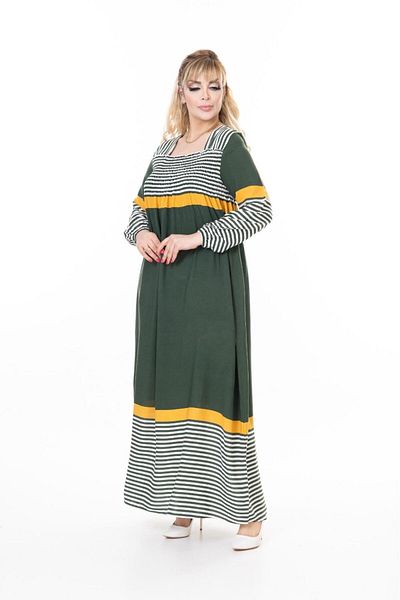 mervemoda Γυναικείο μακρυμάνικο φόρεμα μεγάλου μεγέθους καλοκαιρινό υφαντό