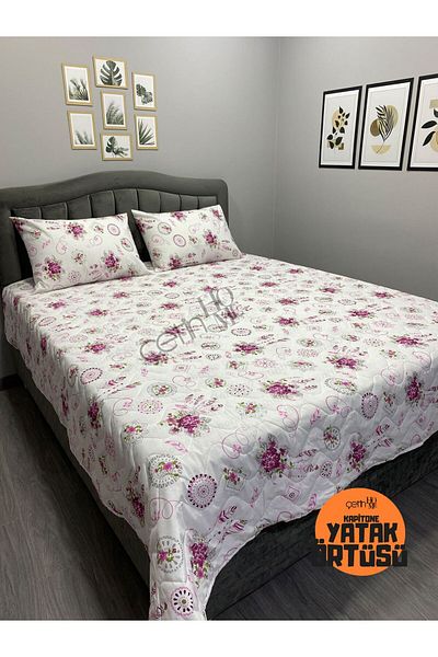 Çetinhome Καπιτονέ κάλυμμα κρεβατιού Çetinhome Battal Boy Σετ Pique Hazeran Fuchsia