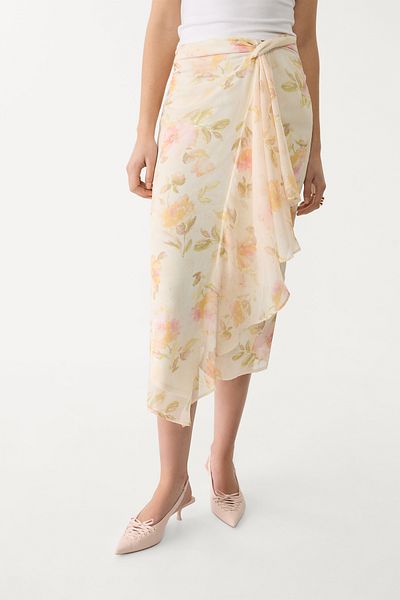Stradivarius Floral Print Midi Skirt Limited Edition