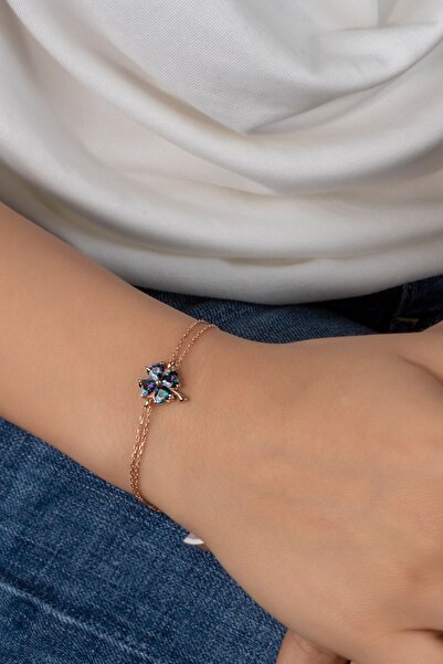 Else Silver Mistik Topaz Taşlı Gümüş Yonca Bileklik