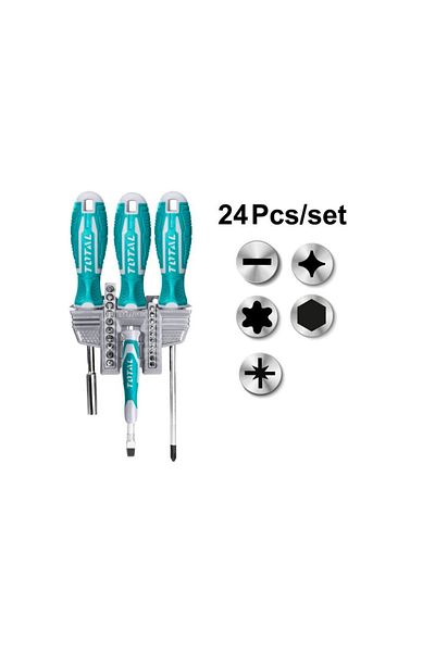 TOTAL 24Pcs Screwdriver and Bits Set