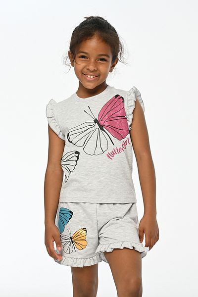LupiaKids Girl's 2-Piece Set - Comfy Gray Summer Deal Length T-Shirt & Shorts