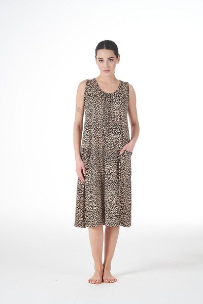 Estiva Women's Summer Patterned Sleeveless Pocket Lycra Viscose Casual Dress