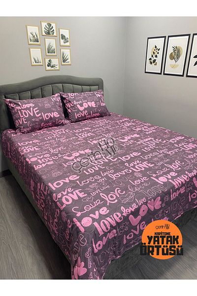 Çetinhome Σετ κάλυμμα κρεβατιού Çetinhome Battal με καπιτονέ Pique Love