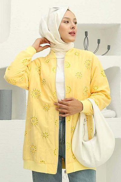 benguen Yellow Embroidered Cardigan Stone Embroidered 2000