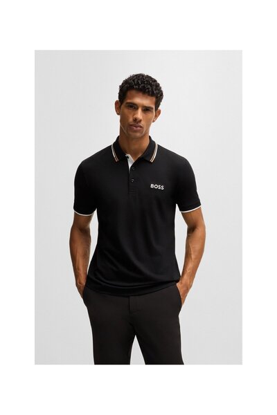 BOSS Pamuklu Regular Fit Düğmeli Polo Yaka T Shirt Erkek Polo Yaka T Shirt