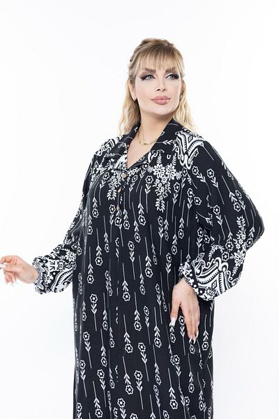 mervemoda ΚΚΓυναικείο μακρυμάνικο καλοκαιρινό φόρεμα μεγάλου μεγέθους
