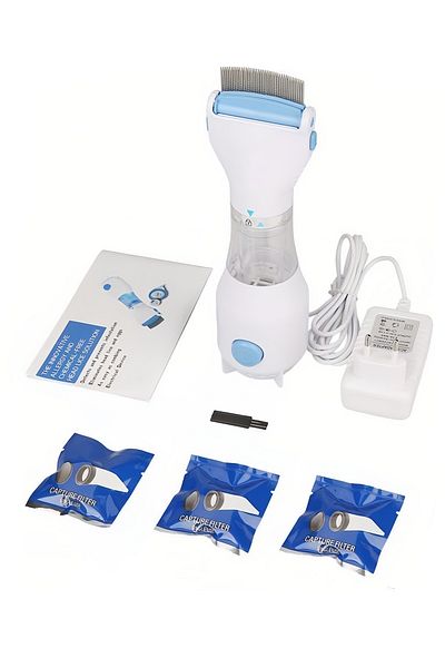 fulina Electric Pet Head Lice Comb,With Three Filters,Adjustable Suction & Angle,For Hair Treatment,White