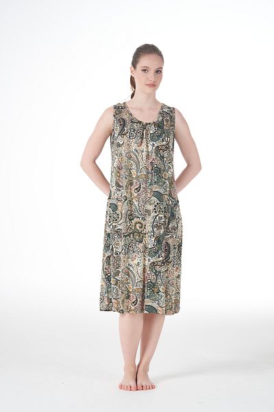 Estiva Women's Summer Patterned Sleeveless Pocket Lycra Viscose Casual Dress