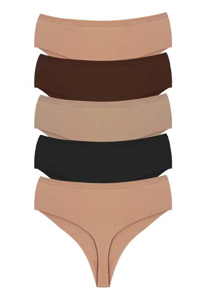 Laserias Yüksek Bel Lazer Kesim İz Yapmaz Tanga 5 li Paket Külot