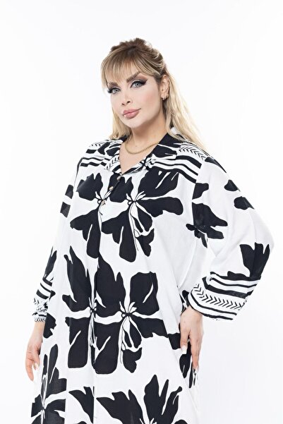 mervemoda Kkwomen's Long Sleeve Summer Plus Size Dress