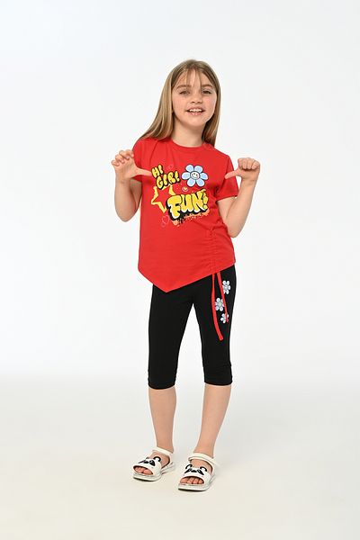 LupiaKids Girl's 2-Piece Set - Red & Black - Summer Comfortable Combination