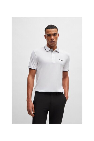 BOSS Tricou cu gât polo cu nasturi din bumbac, cu croiala normală, tricou cu gât polo pentru bărbați 50469102   100