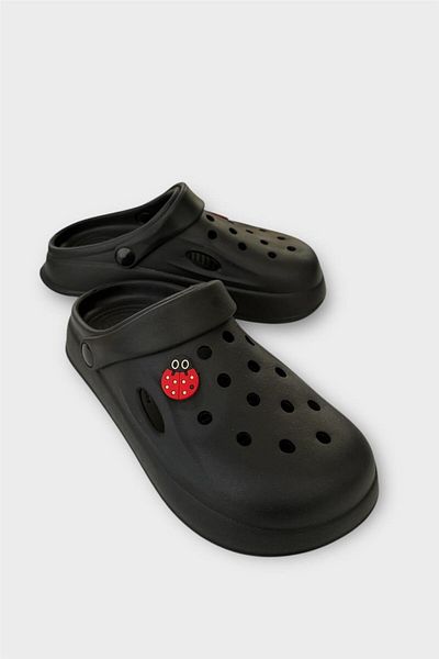 Liger Women's Comfort Ladybug Buckle Medical Nurse Sabo Slippers - Black