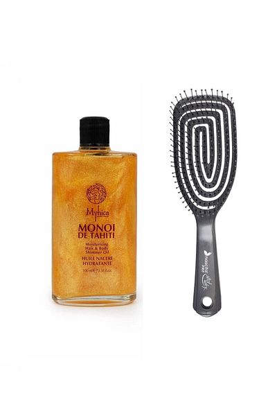 Myhica 100 ml Shimmering Hair and Body Moisturizing Oil - Pro Three-Dimensional Hair Brush