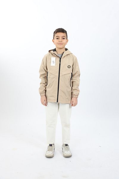 JUNİOR TİAMO Lined Hooded Waterproof Airtight Raincoat with Pocket Detail