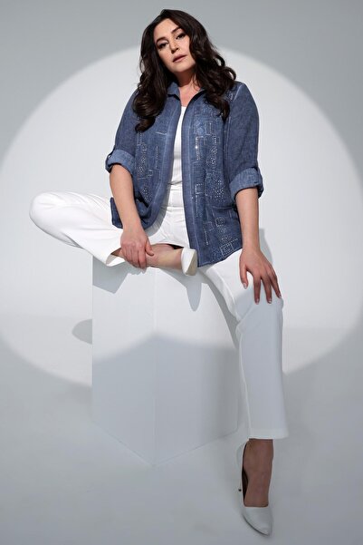 Metpoint Trend42Plus Large Size Elastic Waist Skinny Leg White Trousers