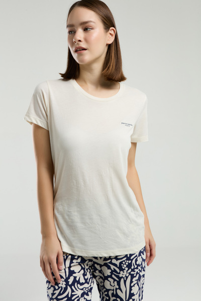 Pierre Cardin New Season, Short Sleeve Women's Pajama Set - Beige