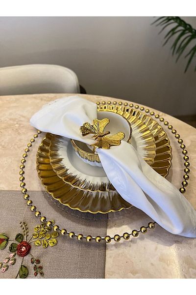 PONCİKPAZAR Gold Butterfly Napkin Ring