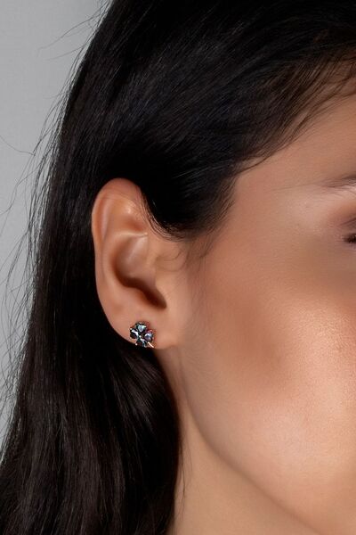 Else Silver Mistik Topaz Taşlı Gümüş Yonca Küpe