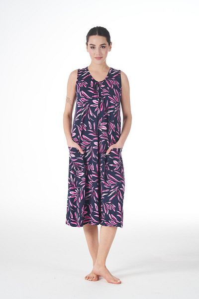 Estiva Women's Summer Patterned Sleeveless Pocket Viscose Casual Dress