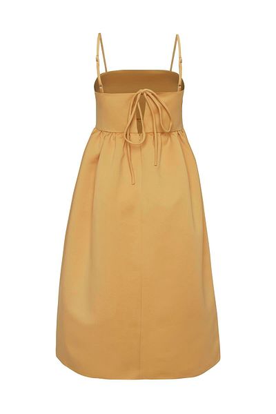 Beauty Omelette Gold Carrie Midi Balloon Dress