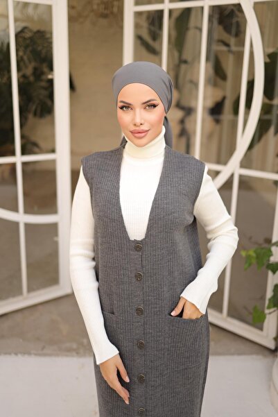 Nissra Smoked Long Vest with Buttons and Pockets Nsr18201